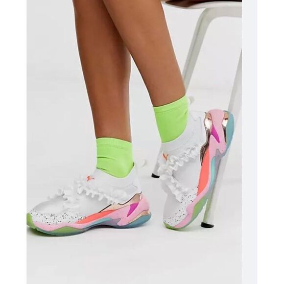 Puma Sophia Webster thunder white ruffle neoprene sneakers pink size 6 GOAT - Picture 1 of 8